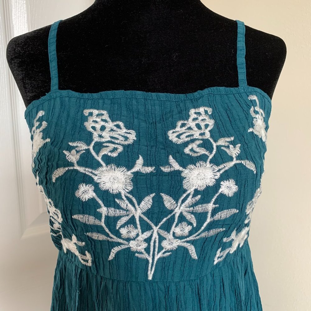 Floral Embroidered Layered Hem Cami Dress Blue - Picture 11 of 11
